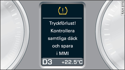 Kombiinstrument: kontrollampa med hjälpmeddelande (exempel)